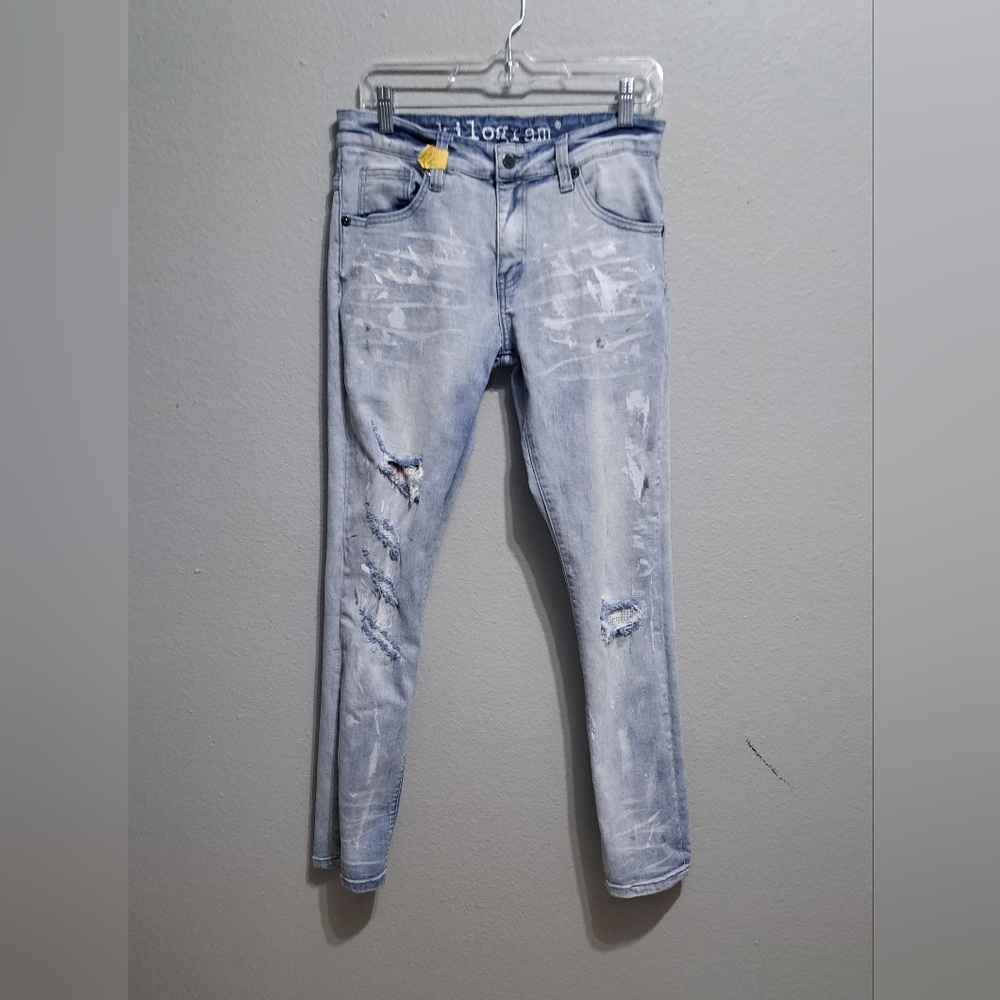Kilogram Men’s Distressed Paint-Splash Jeans , Size 34.